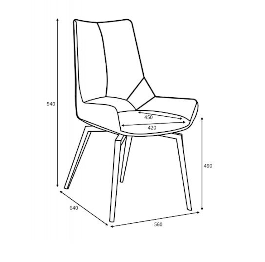 Hawksmoor Mako Graphite Grey Leather Effect Swivel Dining Chair (Pair)