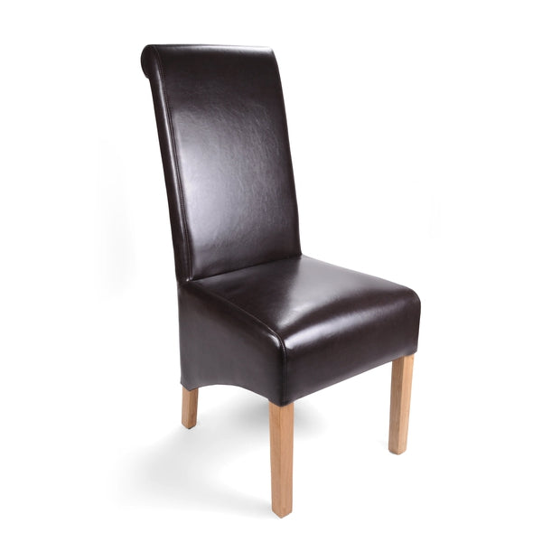 Shankar Brown Leather Match Roll Back Dining Chair