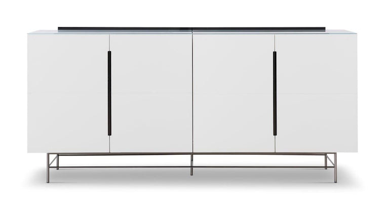 Gillmore Space Alberto Four Door High Sideboard White With Dark Chrome Accent
