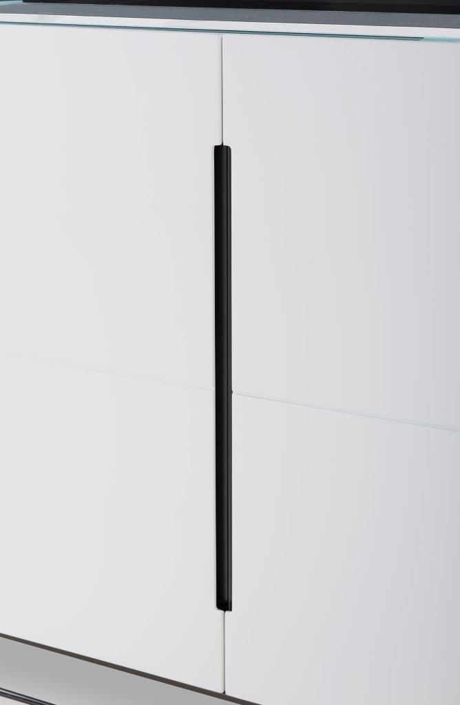 Gillmore Space Alberto Four Door High Sideboard White With Dark Chrome Accent