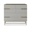 Gillmore Space Alberto Six Drawer Wide Chest Grey With Brass Accent