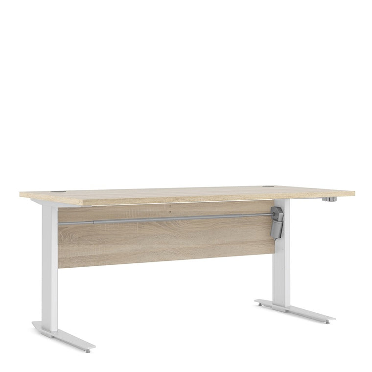 Axton Trinity Desk 150 cm In Oak With Height Adjustable Legs With Electric Control In White