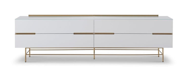 Gillmore Space Alberto Four Drawer Low Sideboard White With Brass Accent