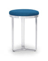 Gillmore Space Finn Circular Side Table Or Stool Admiral Blue Upholstered & Polished Chrome Frame
