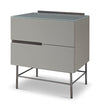 Gillmore Space Alberto Two Drawer Narrow Chest Grey With Dark Chrome Accent