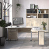 Axton Trinity Desk 150 cm In Oak With Height Adjustable Legs With Electric Control In Silver Grey Steel