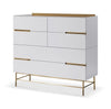 Gillmore Space Alberto Six Drawer Wide Chest White With Brass Accent