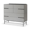 Gillmore Space Alberto Six Drawer Wide Chest Grey With Dark Chrome Accent