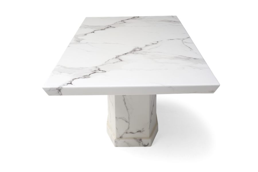Como 160cm Ivory White Marble Dining Table