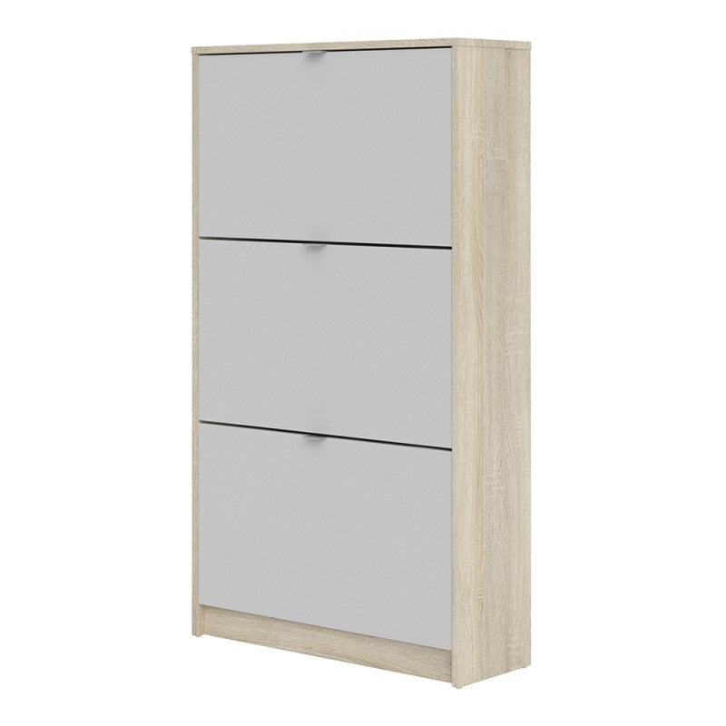 Axton Choctaw Shoe Cabinet With 3 Tilting Doors And 2 Layers In White