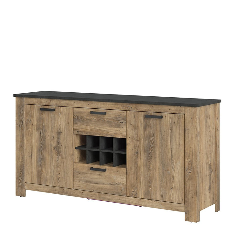 Axton Marlo 2 Door 2 Drawer Sideboard With Wine Rack In Chestnut And Matera Grey