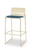 Gillmore Space Finn Bar Stool Admiral Blue Upholstered & Brass Frame