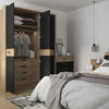 Axton Harding 3 Door Wardrobe With Mirror Door in Stirling Oak With Matt Black Fronts