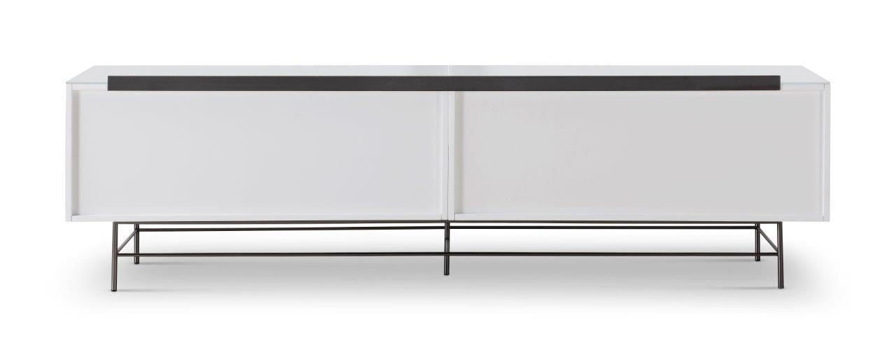 Gillmore Space Alberto Four Drawer Low Sideboard White With Dark Chrome Accent