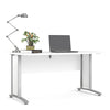 Axton Trinity Desk 150 cm In White With Silver Grey Steel Legs