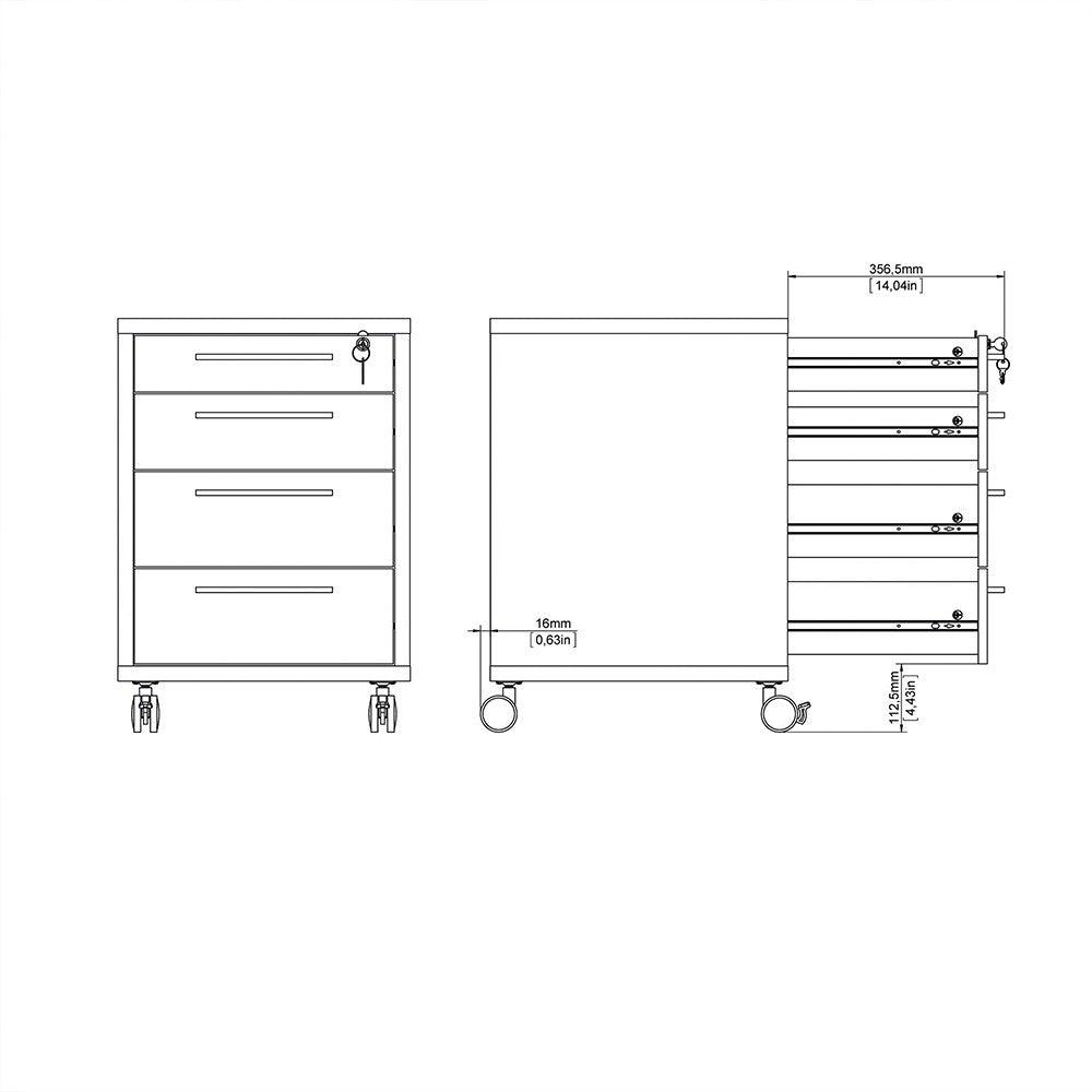 Axton Trinity Mobile Cabinet In Black Woodgrain