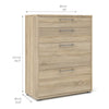Axton Trinity Bookcase 2 Shelves with 2 Drawers + 2 File Drawers in Oak