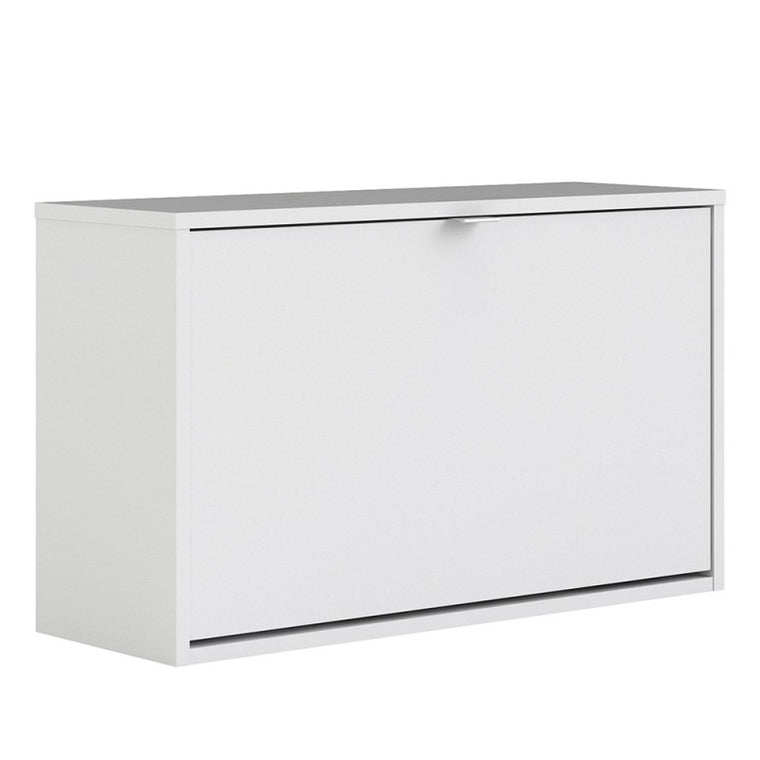 Axton Choctaw Shoe Cabinet with 1 Tilting Door And 2 Layers In White