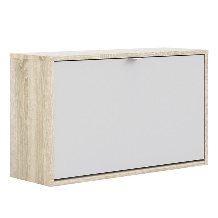 Axton Choctaw Shoe Cabinet with 1 Tilting Door And 2 Layers In Oak Structure White