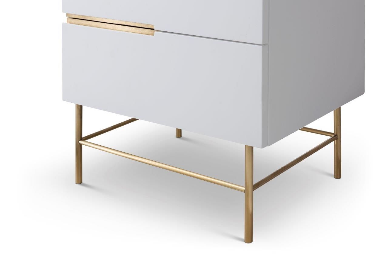 Gillmore Space Alberto Six Drawer Tall Narrow Chest White With Brass Accent