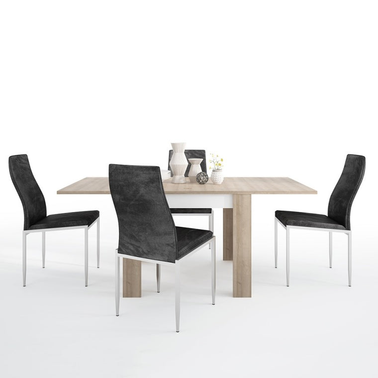 Axton Woodlawn Small Extending Dining Table 90/180cm + 6 Milan High Back Chair Black