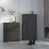 Axton Choctaw Shoe Cabinet With 3 Tilting Doors and 2 Layers In Matt Black