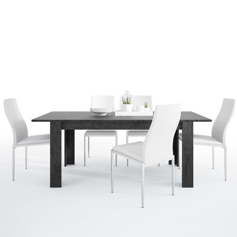Axton Laconia Dining Table + 4 Milan High Back Chair White