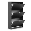 Axton Choctaw Shoe Cabinet With 3 Tilting Doors and 2 Layers In Matt Black