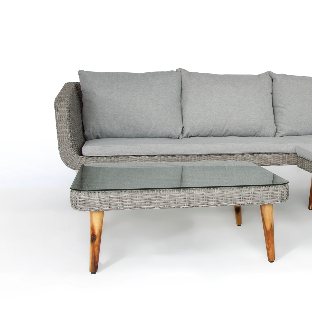 Home Junction Americano Contemporary Corner Sofa with Coffee Table/Footstool in Grey