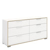 Axton Clason Wide Chest of 6 Drawers (3+3) in White and Oak