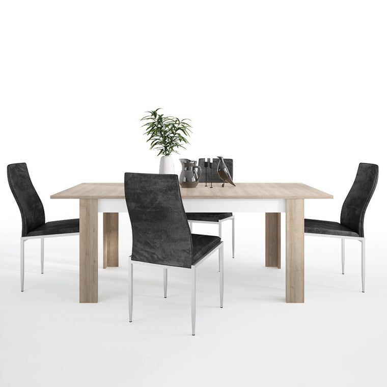 Axton Woodlawn Large Extending Dining Table 160/200 cm + 4 Milan High Back Chair Black