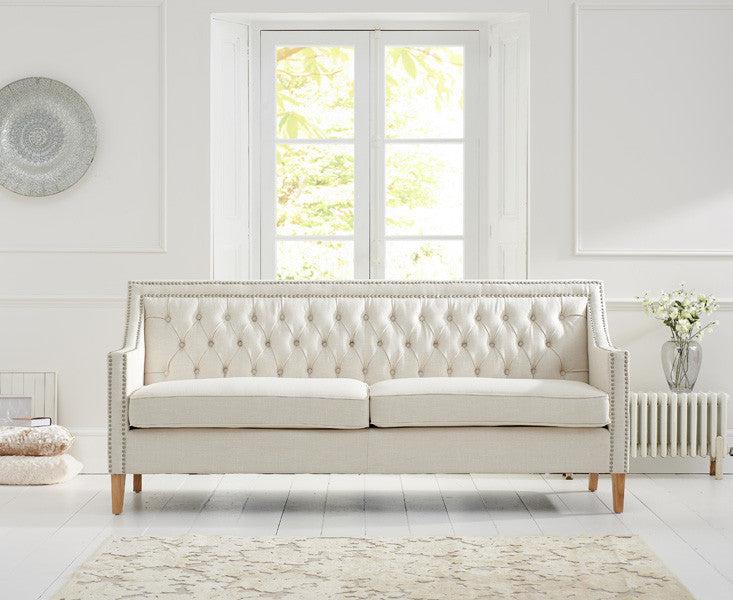 Casa Bella Ivory Fabric 3 Seater Sofa