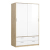 Axton Clason Wardrobe 2 Doors 4 Drawers In Oak With White High Gloss