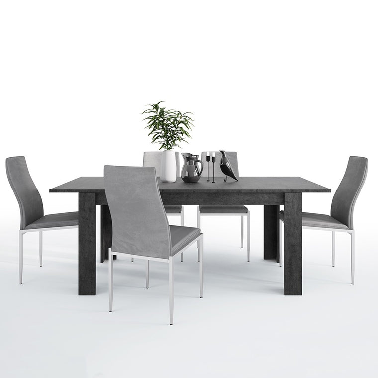 Axton Laconia Dining Table + 4 Milan High Back Chair Grey