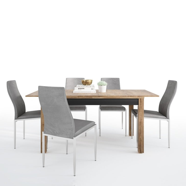 Axton Morris Extending Dining Table + 6 Milan High Back Chair Grey
