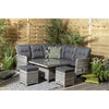 Home Junction Freya Grey Square Reclining Corner Sofa, Rising Table with Ice Bucket and 2 Stools