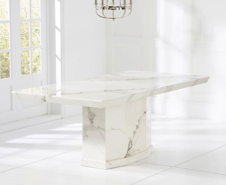 Como 200cm Ivory White Marble Dining Table