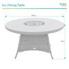 Home Junction Iris Grey Round Dining Table with Ice Bucket and 6 Armchairs