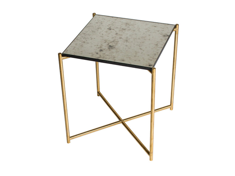 Gillmore Space Iris Square Side Table Antiqued Glass Top