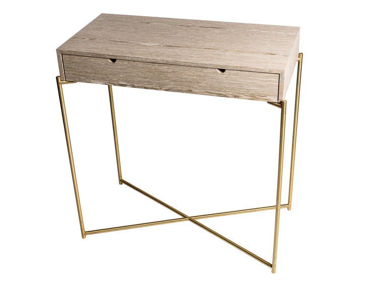 Gillmore Space Iris Small Console Table With Drawer In Weathered Oak Top