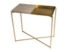 Gillmore Space Iris Small Console Table Weathered Oak Top & Brass Tray