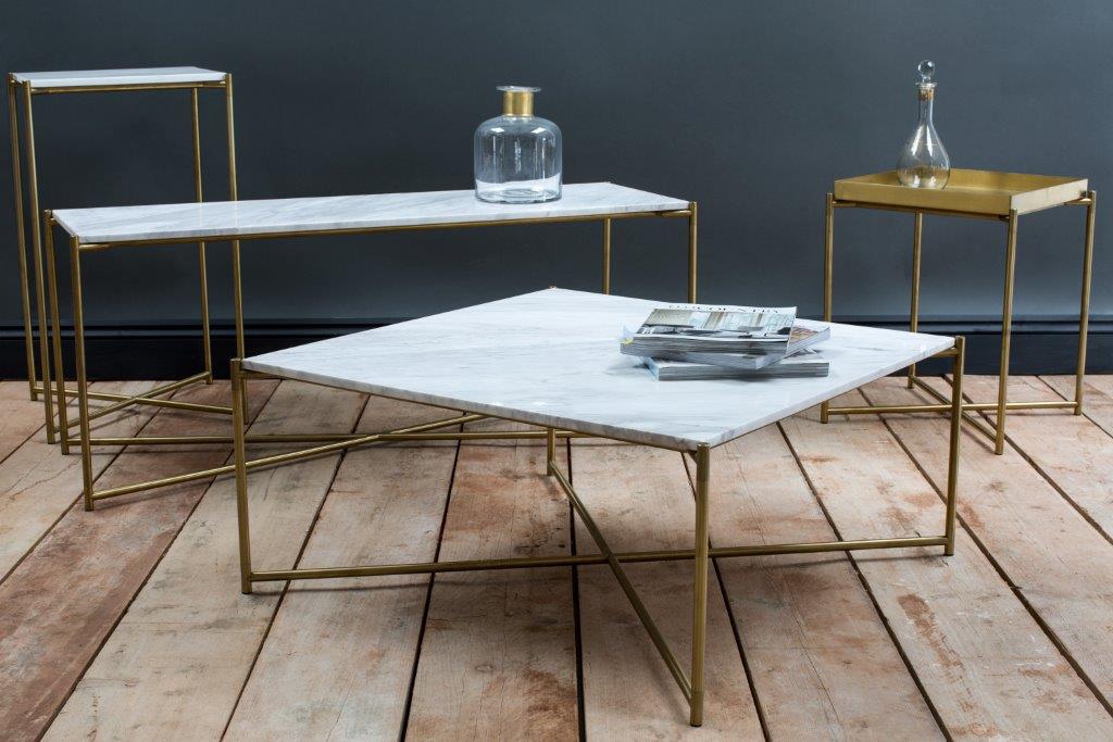 Gillmore Space Iris Square Coffee Table White Marble Top