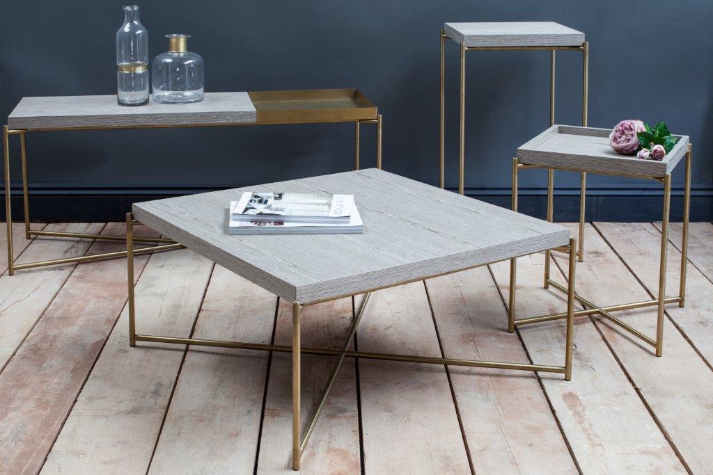 Gillmore Space Iris Square Coffee Table Weathered Oak Top