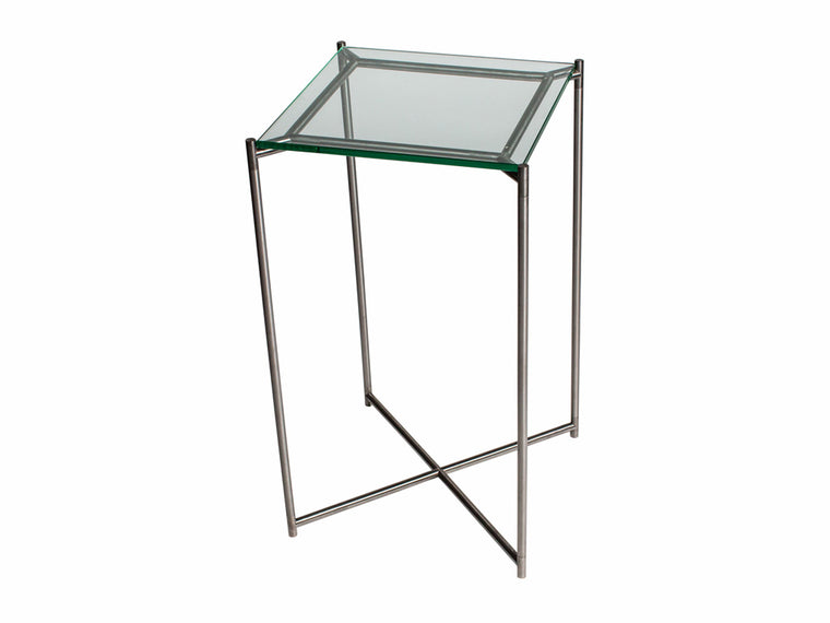 Gillmore Space Iris Square Plant Stand Clear Glass Top 