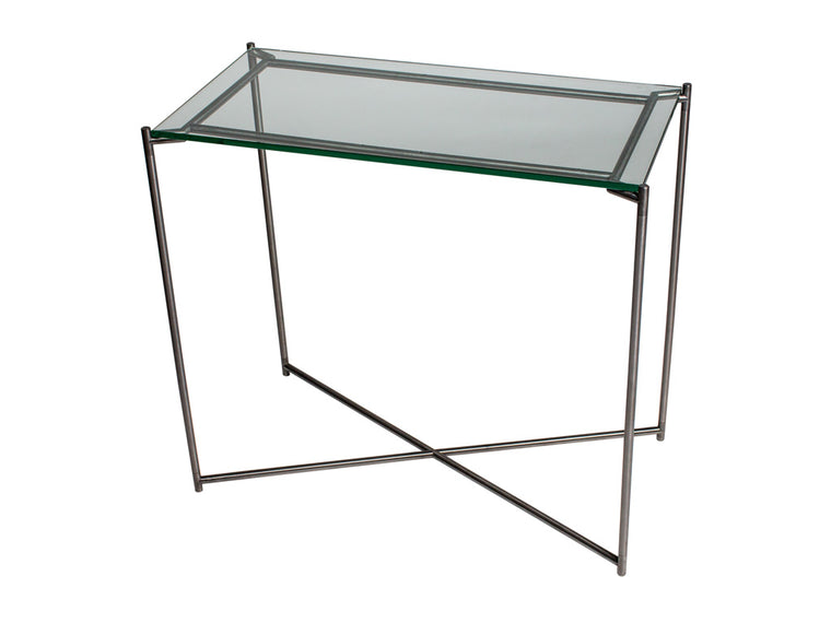 Gillmore Space Iris Small Console Table Clear Glass Top