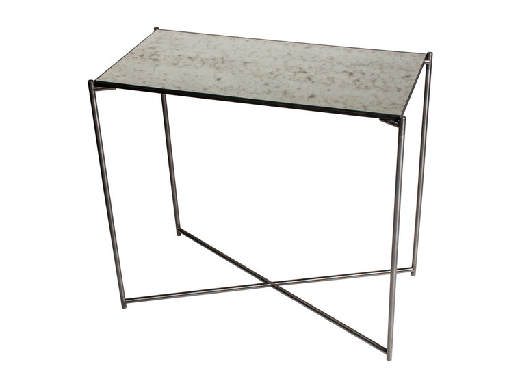Gillmore Space Iris Small Console Table Antiqued Glass Top