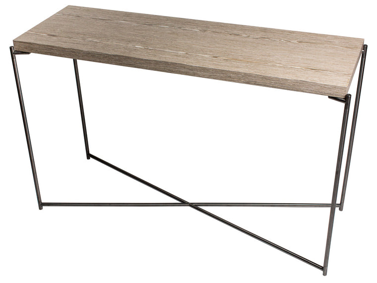 Gillmore Space Iris Large Console Table Weathered Oak