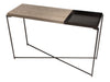 Gillmore Space Iris Large Console Table Weathered Oak Top & Small Gun Metal Tray