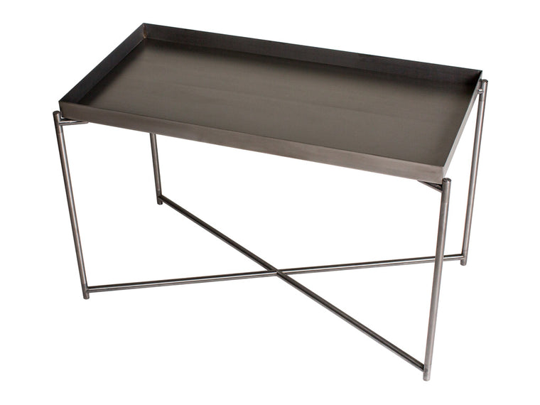 Gillmore Space Iris Rectangle Side Table Gun Metal Tray