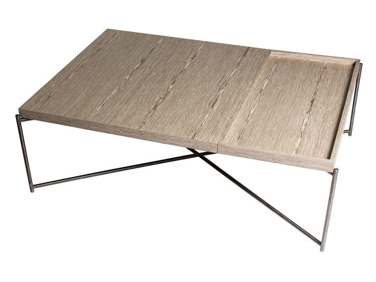 Gillmore Space Iris Rectangle Coffee Table Weathered Oak Top & Tray